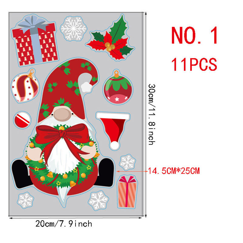 8Pcs Christmas Gnome Snowflake Window Cling Sticker - Fannyme